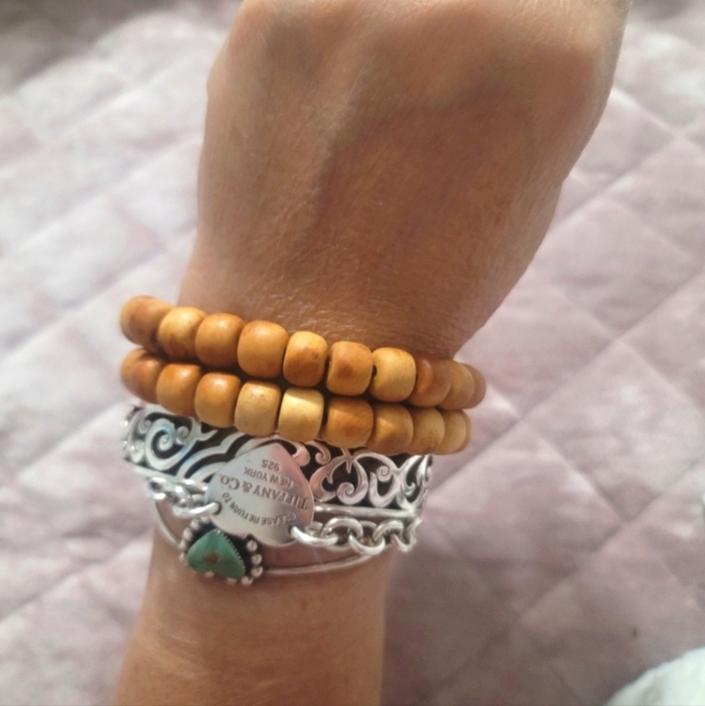 Polo Santo Wood Tan Beaded Bracelets Set Of 2